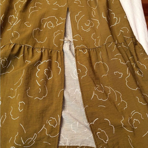 Nine West Tiered Slit Maxi Skirt Brown Floral Crosshatch Elastic Waist XXL - Picture 11 of 11